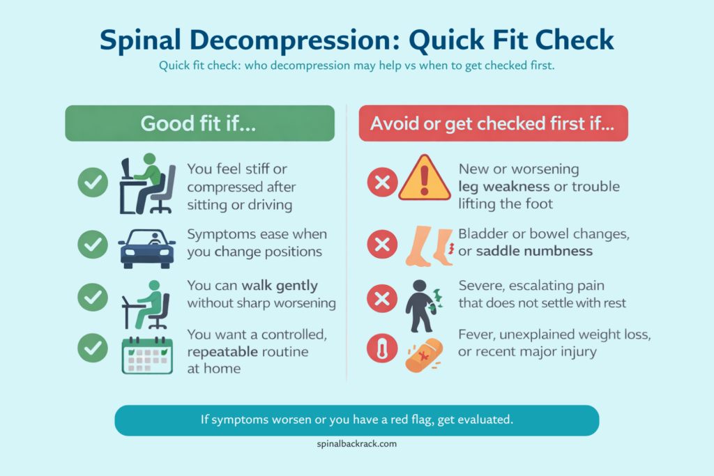 spinal decompression quick fit check infographic